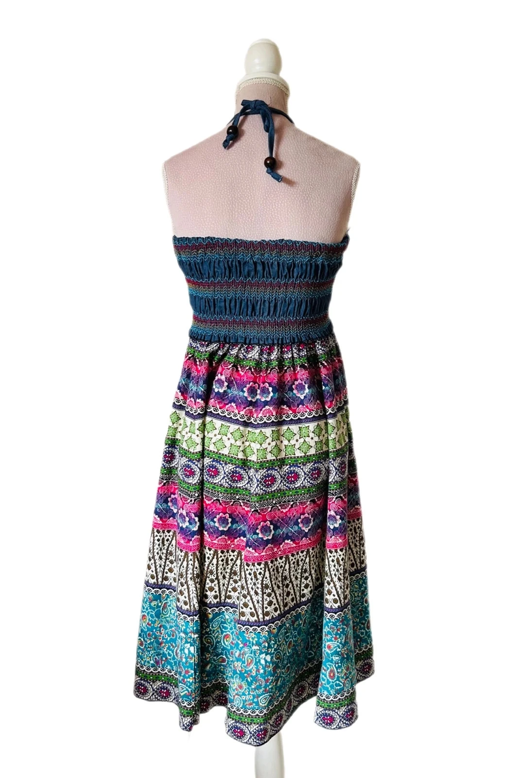 🩵🌿Jupe robe 2-in-1 Boheemse Ambachtelijke Vintage Folk Handgemaakte Etnische Hippy Rok Jurk 36/38🌿💜 – photo 11
